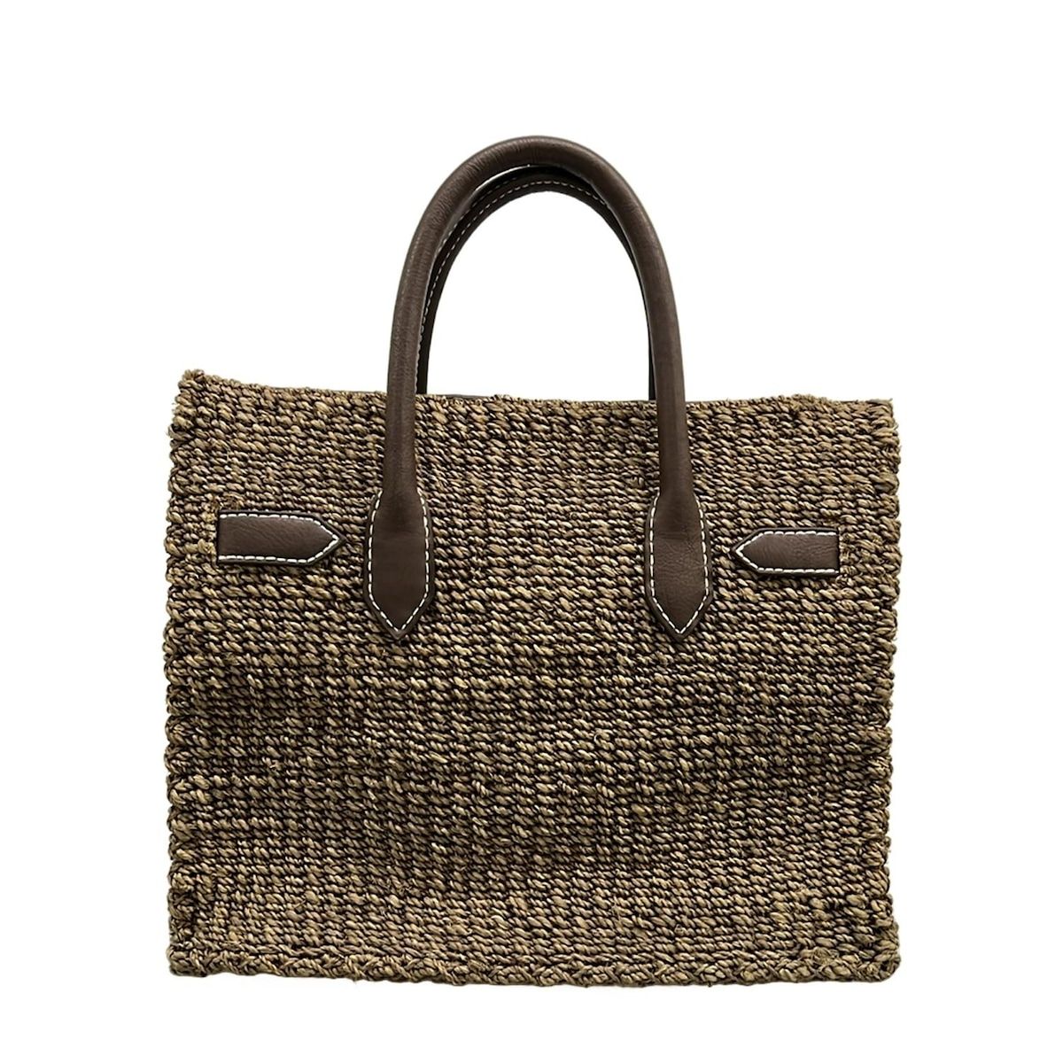 sea(シー) ハンドバッグ美品 - グレーベージュ×ダークブラウン かご