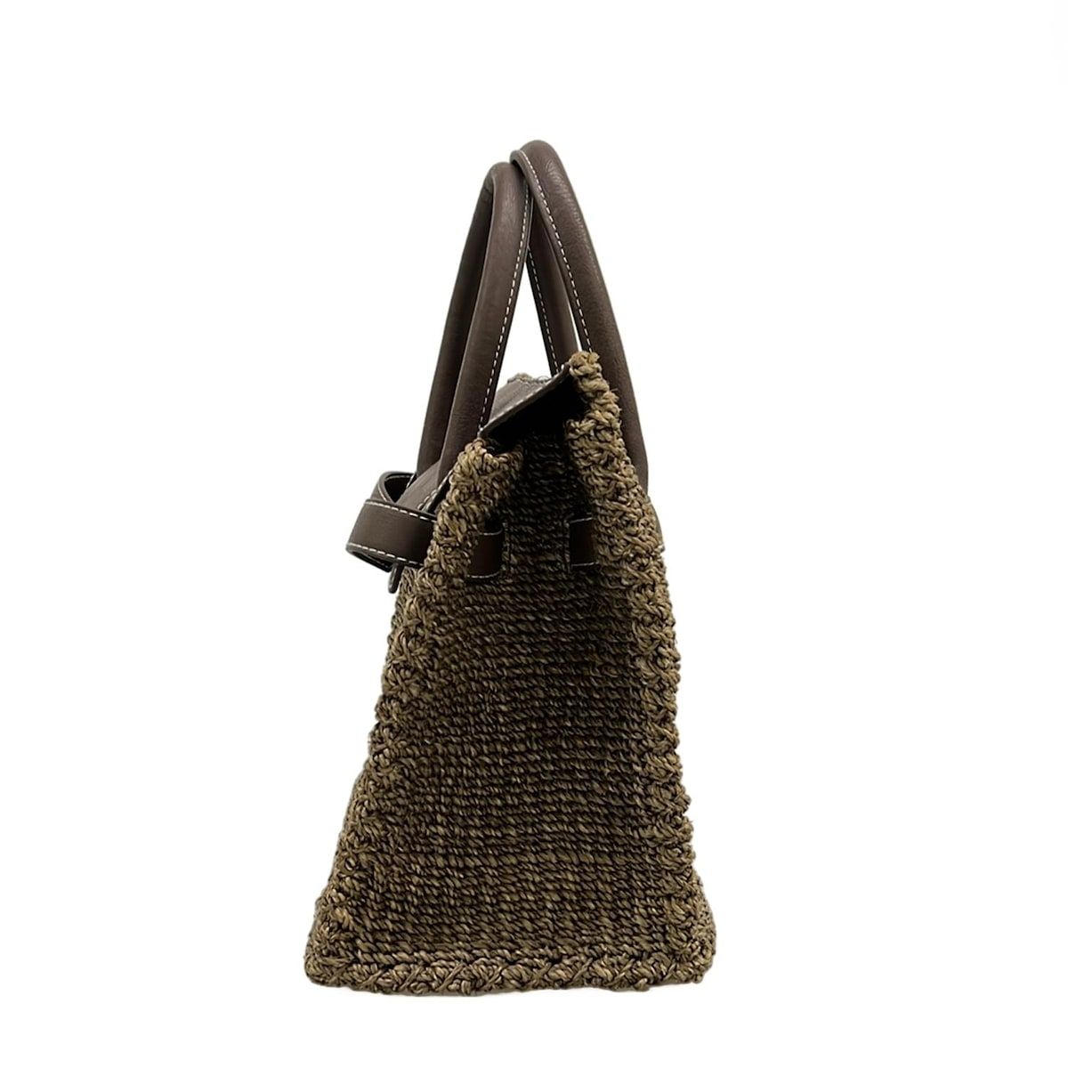 sea(シー) ハンドバッグ美品 - グレーベージュ×ダークブラウン かご