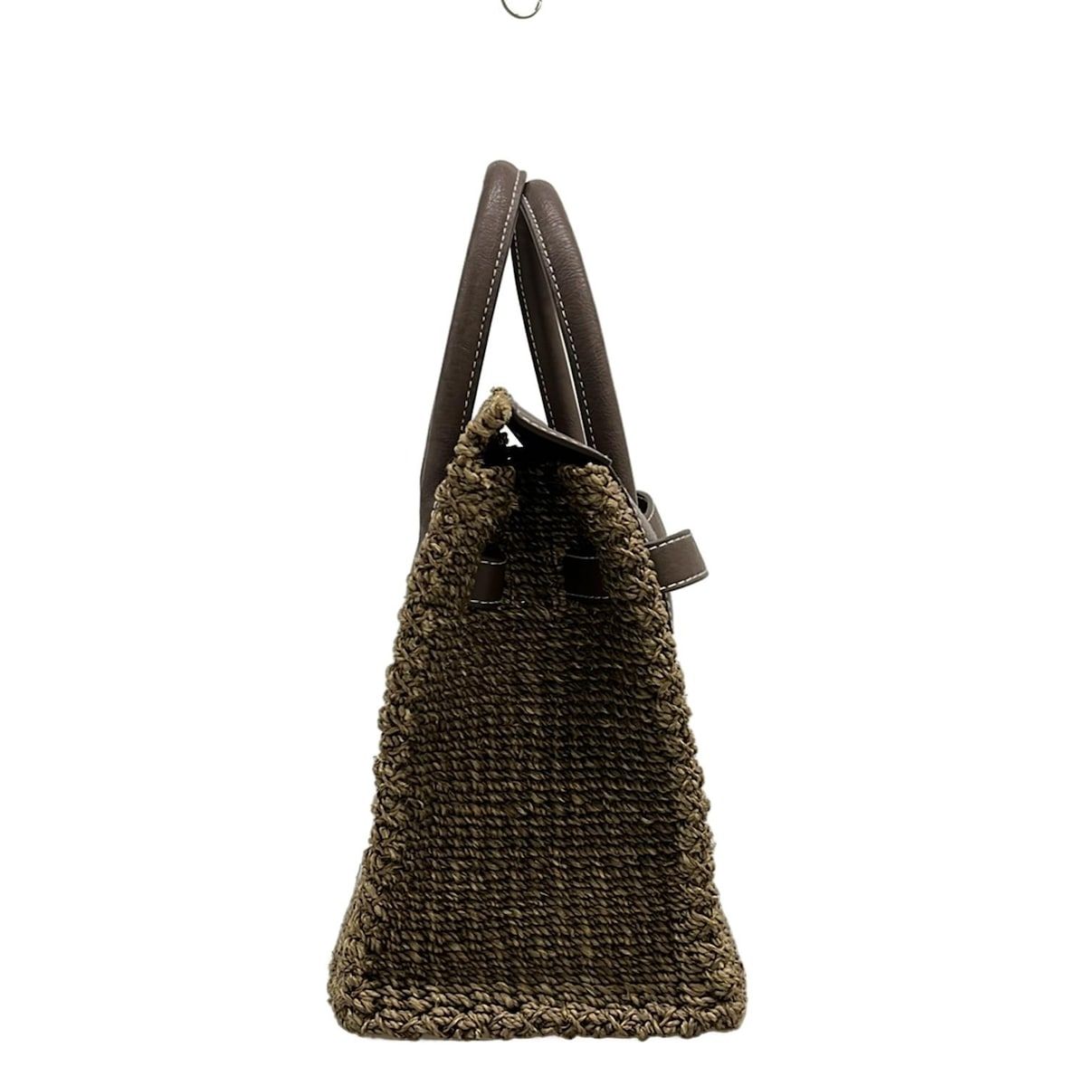 sea(シー) ハンドバッグ美品 - グレーベージュ×ダークブラウン かご