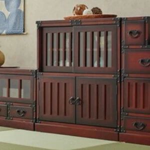 送料無料】民芸調 水屋 レトロ モダン 和風 家具 食器棚 チェスト