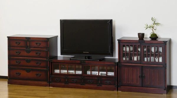 送料無料】民芸調 水屋 レトロ モダン 和風 家具 食器棚 チェスト