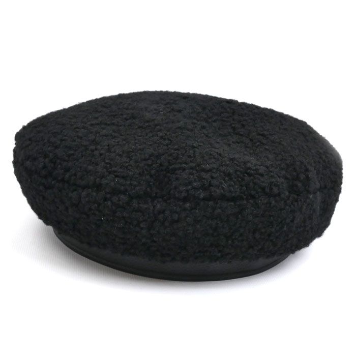 HERMES エルメス ムートンファー ベレー帽 ブラック 56 レディース