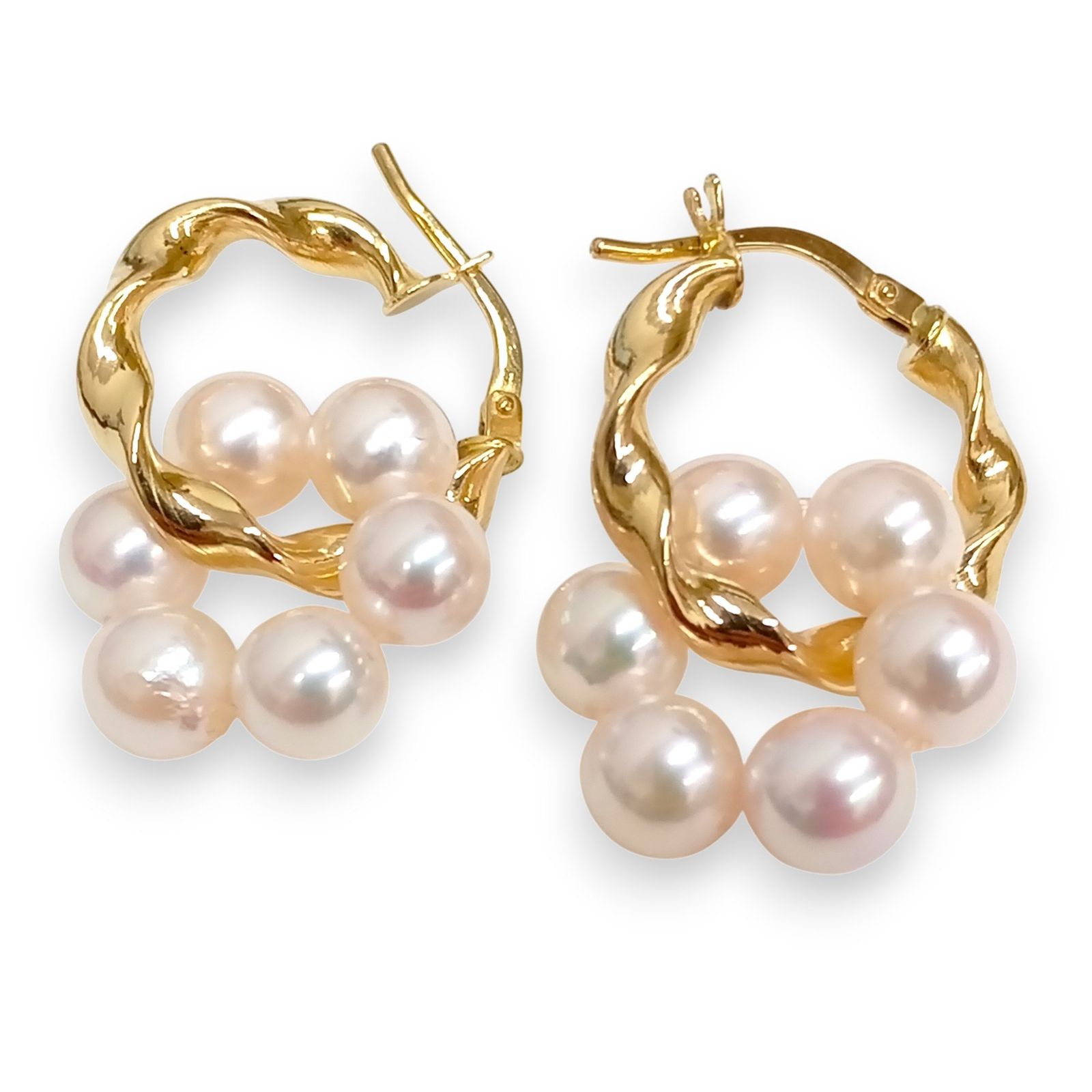 K 18 ツイストフープピアス パールチャーム 重量4.9 g ゴールド GOLD パール ピアス JA-25614