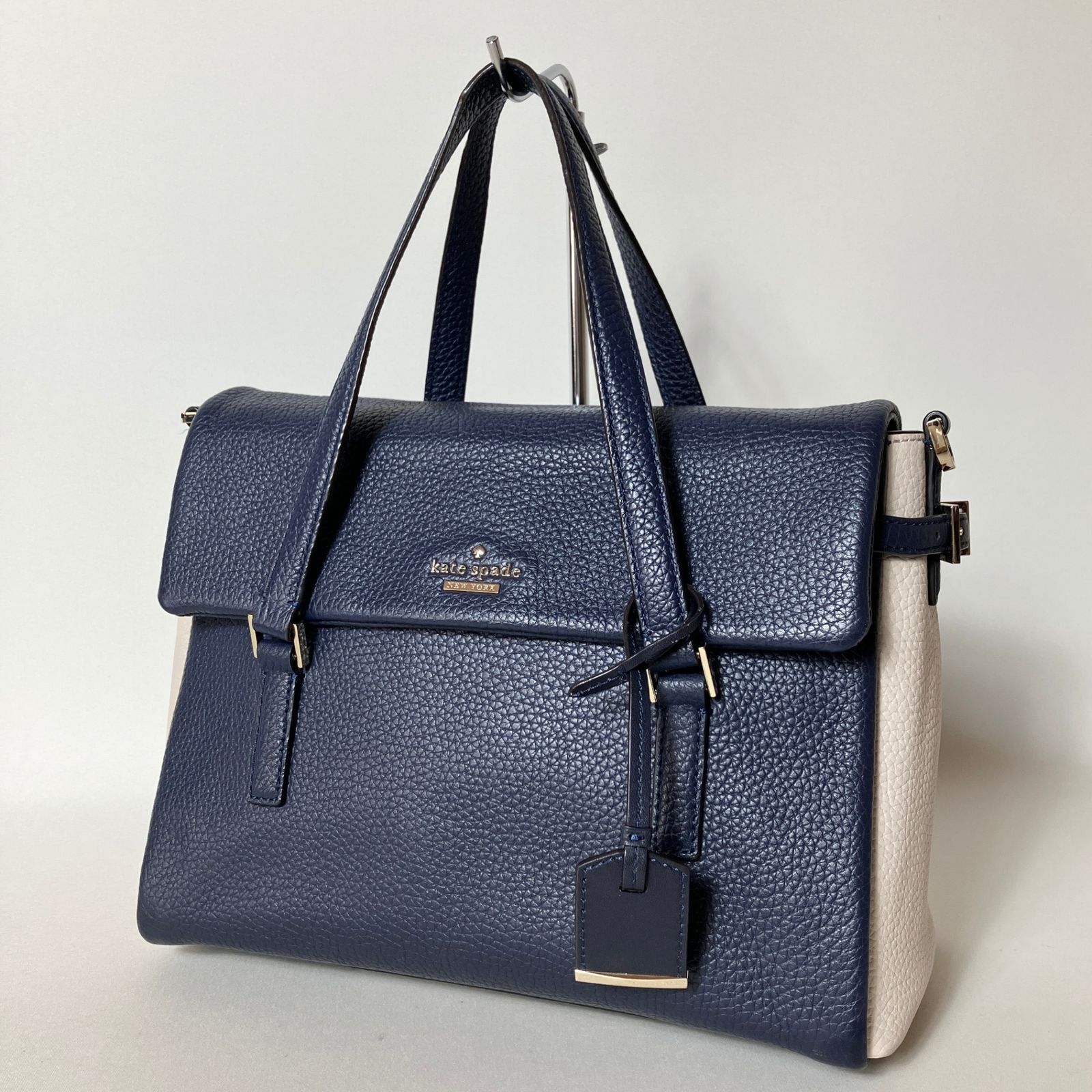 2510-487｜美品｜ケイトスペード ハンドバッグ レザー ネイビー