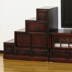 民芸調 階段箪笥 左下がり 和風 家具 レトロ モダン