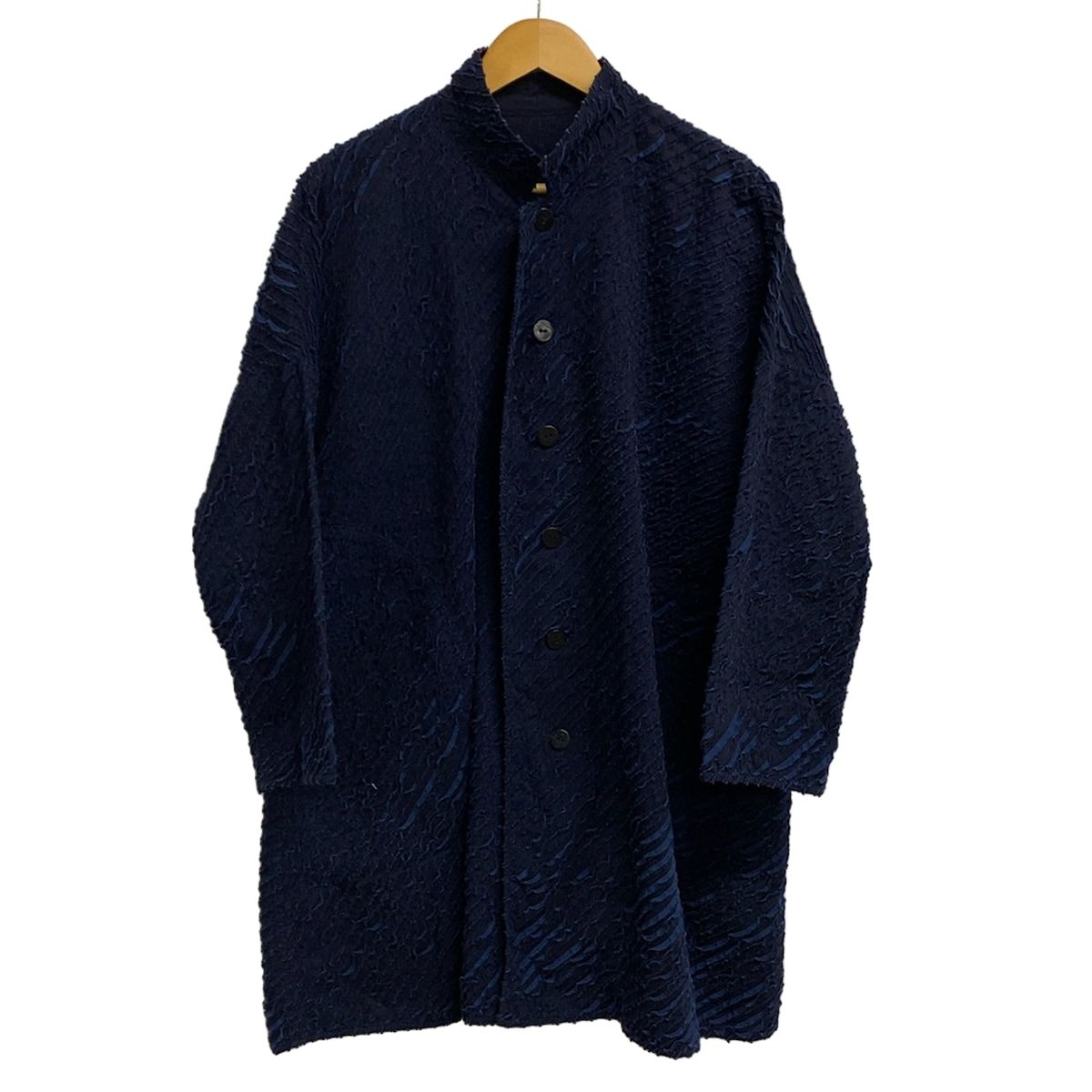 ヨーガンレール、ネイビー ボタン付き ロングコート ヨーガンレール ロングコート ヨーガンレール、ネイビー ボタン付き