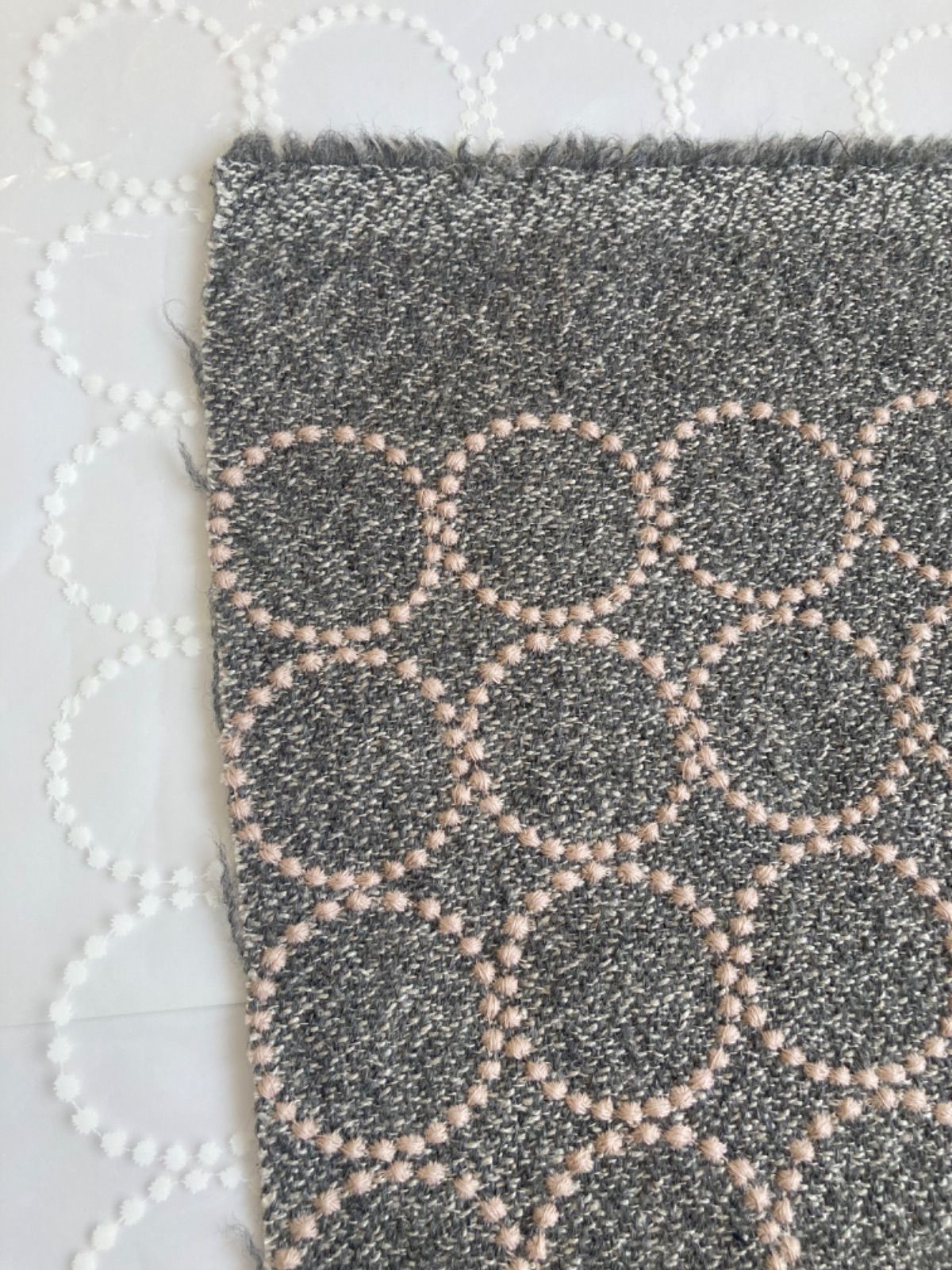 ウール混リネン グレー×ピンクベージュ