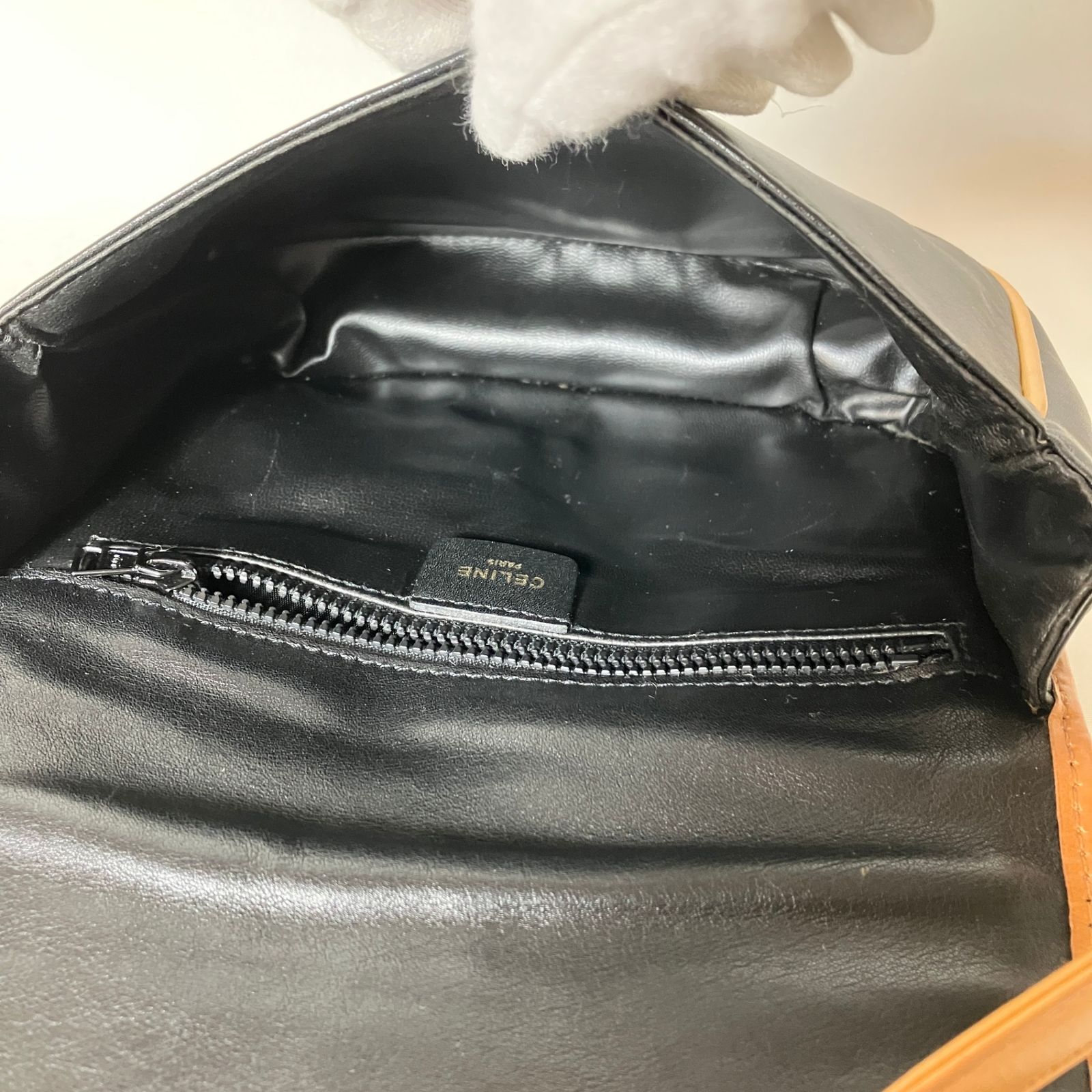 2511-107｜美品｜セリーヌ ショルダーバッグ レザー 注文 ブラック  