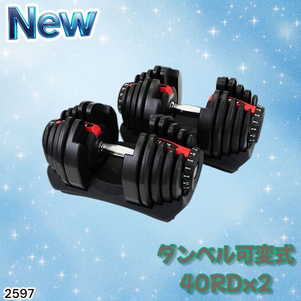 2597 ダンベル 可変式 レッド 40kg 2個 総重量80kg 多機能 5~40kg 17