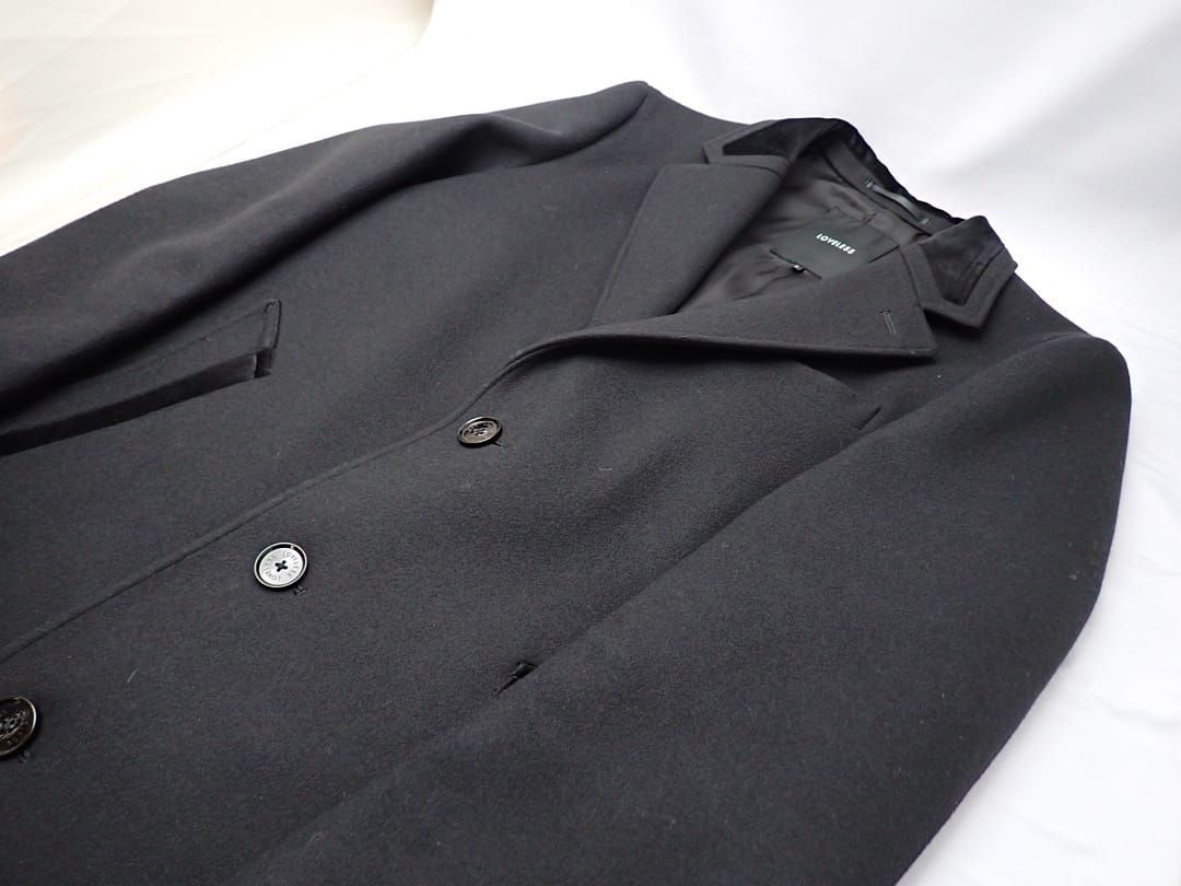 LOVELESS ラブレス チェスター メンズ ウールコート S ブラック Milior