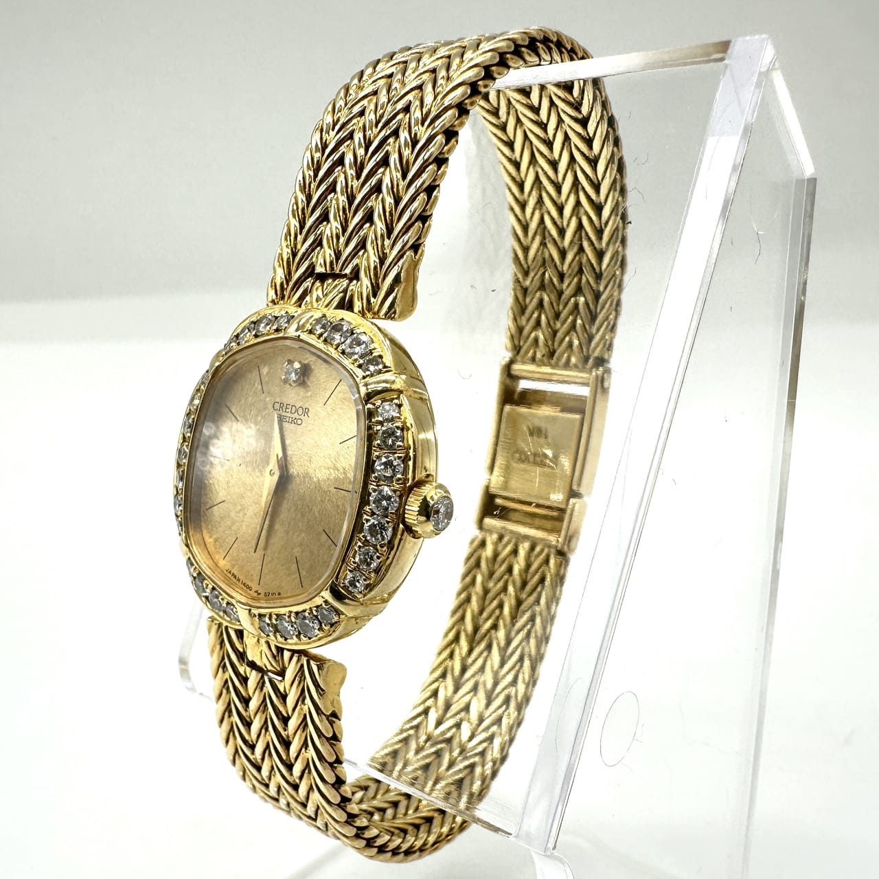 SEIKO セイコー クレドール ベゼル ダイヤ K18 YG 1400-7950 腕時計