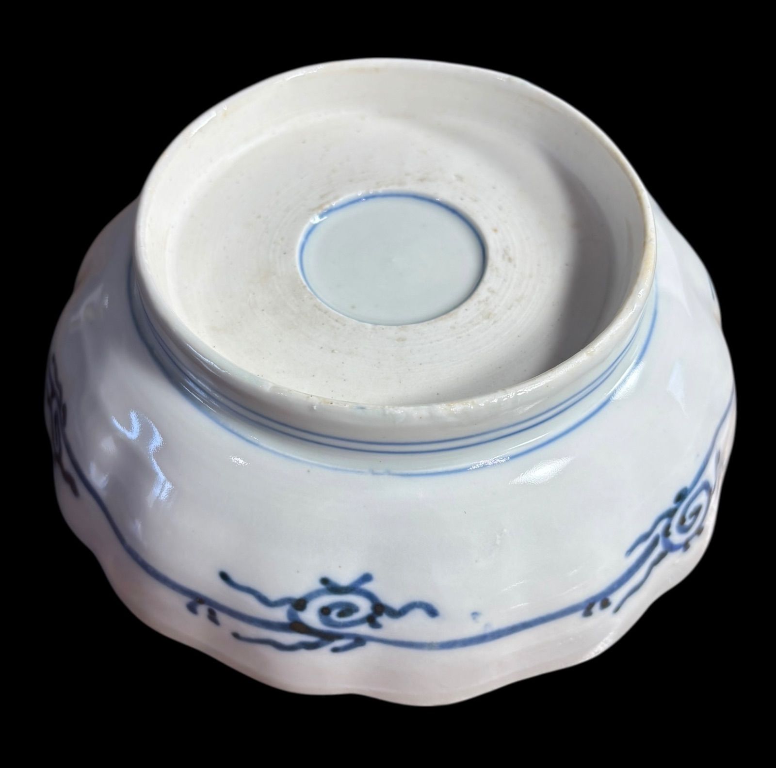 2客セット】 古伊万里 染付 金彩 扇鳥草花図 色絵 丸皿 取り皿 飾り皿