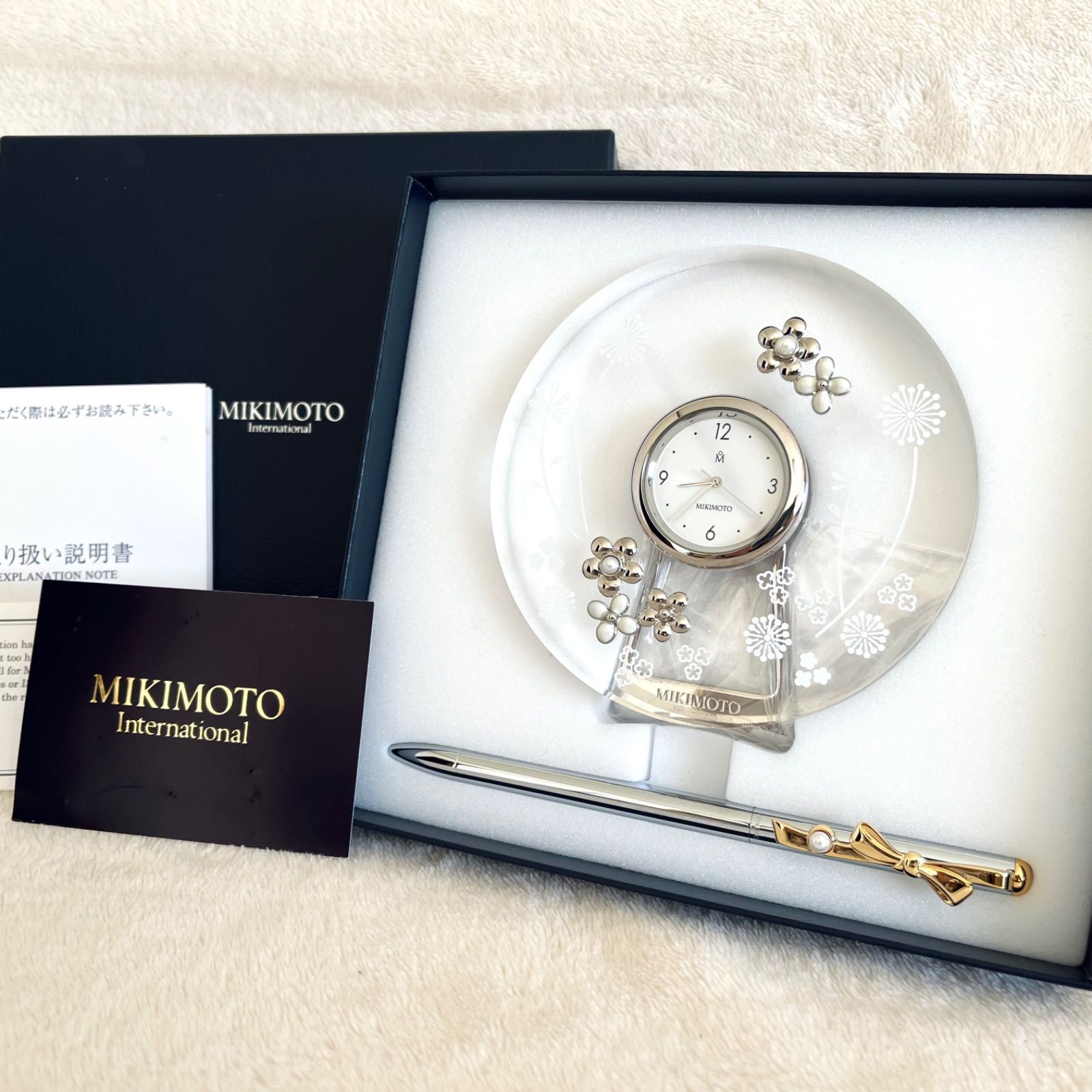 MIKIMOTO ミキモト インターナショナル 置き時計 ボールペンセット