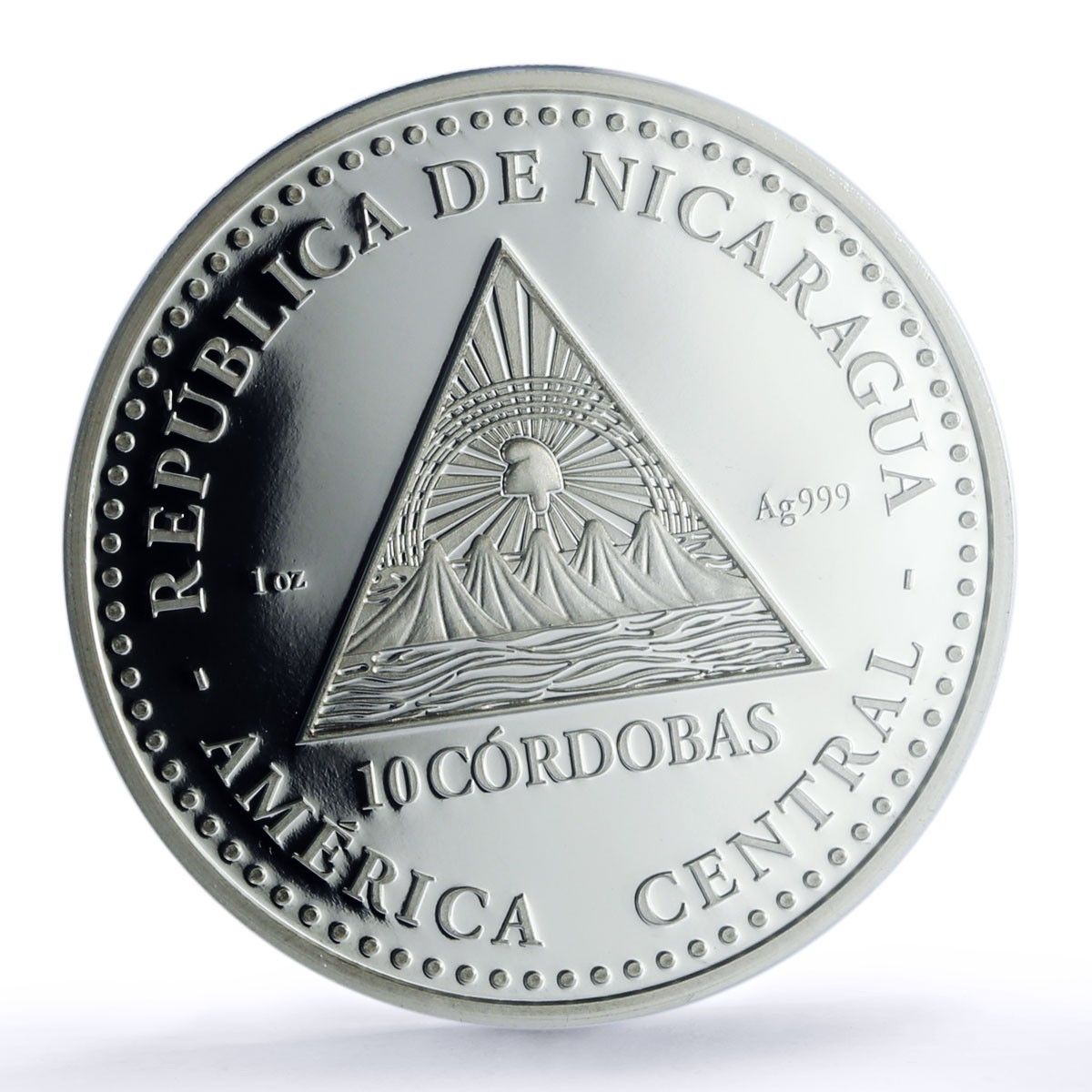 ニカラグア 10コルドバ ケツァルコアトル マヤ KM-148 PR 69 PCGS 銀貨
