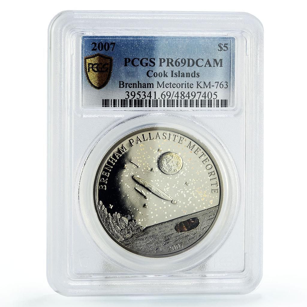 クック諸島 5ドル ブレナム パラサイト隕石 宇宙 PR69 PCGS 銀貨 2007