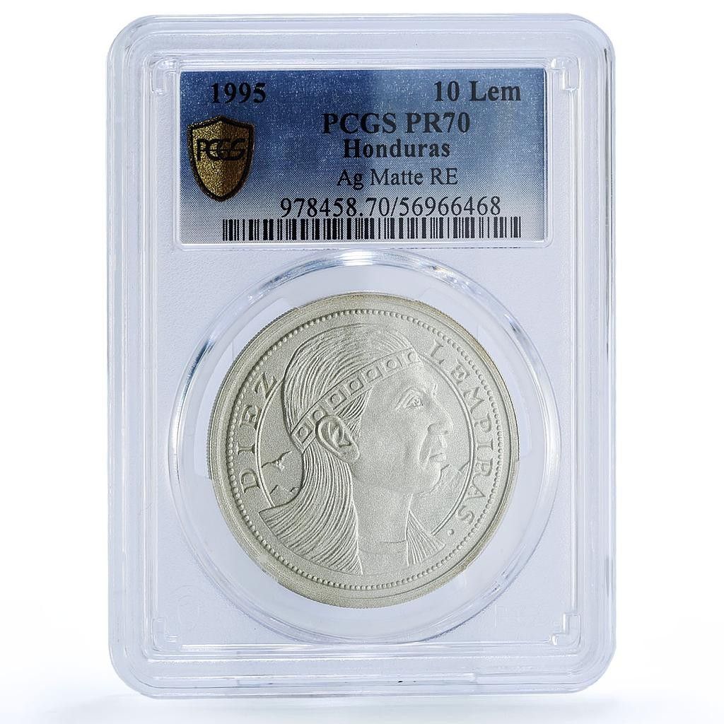 ホンジュラス 10レンピラ パターン シルバー合金 X.1 PR 70 PCGS RE コイン 1995年