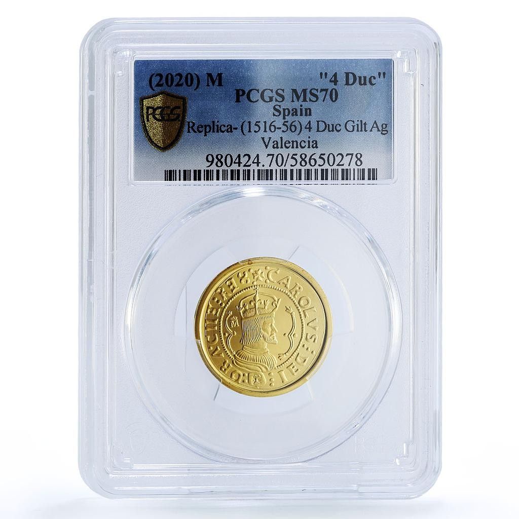 スペイン バレンシア 4 ドゥカット 再鋳造 1516 56 MS 70 PCGS シルバートークン 2020