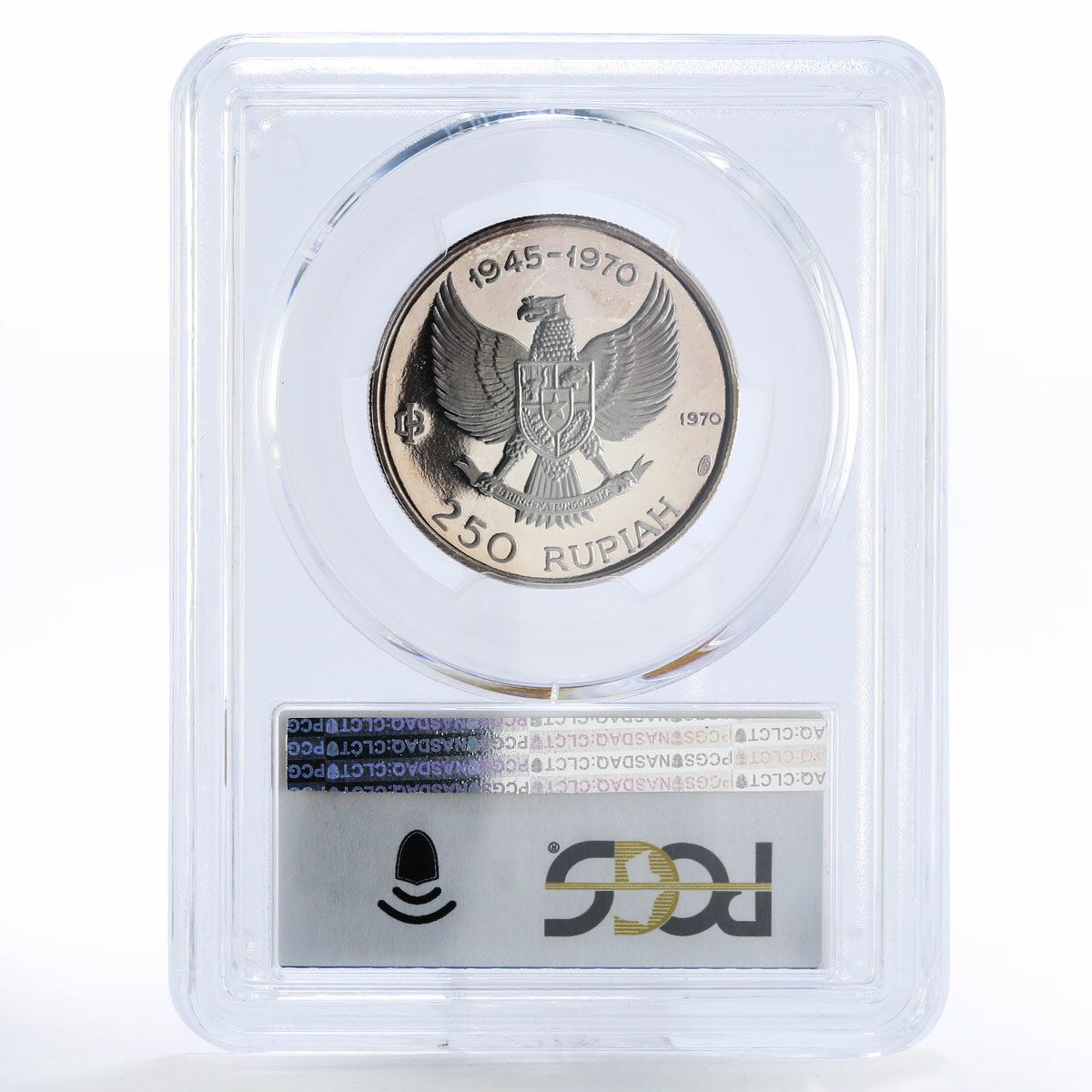 インド 250ルピア 仏陀独立25周年記念 PR 65 PCGS 銀貨 1970年