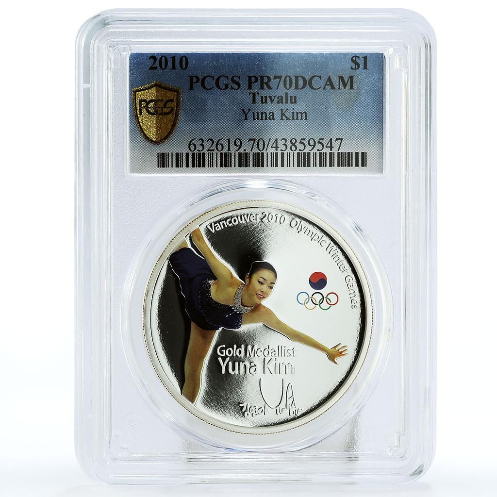 ツバル 1ドル キム ヨナ オリンピックフィギュアスケート PR 70 PCGS 銀貨 2010年
