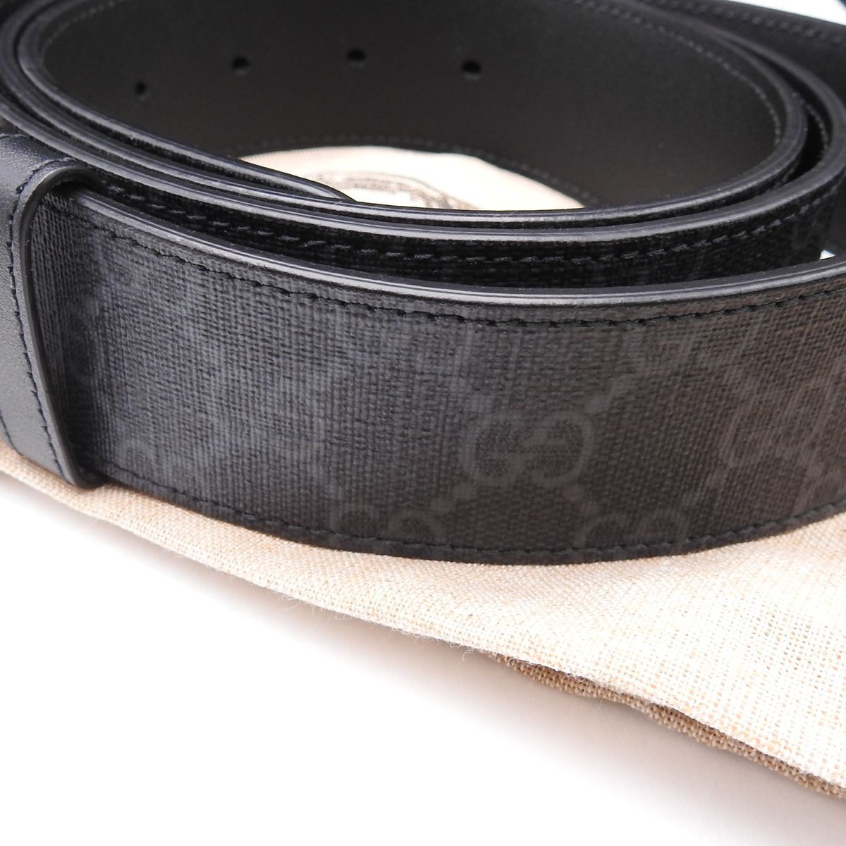 極美品✨グッチ　ベルト ブラック GGパターン インターロッキング スプリーム GUCCI】グッチ インターロッキングG スプリーム キャンバス ベルト
