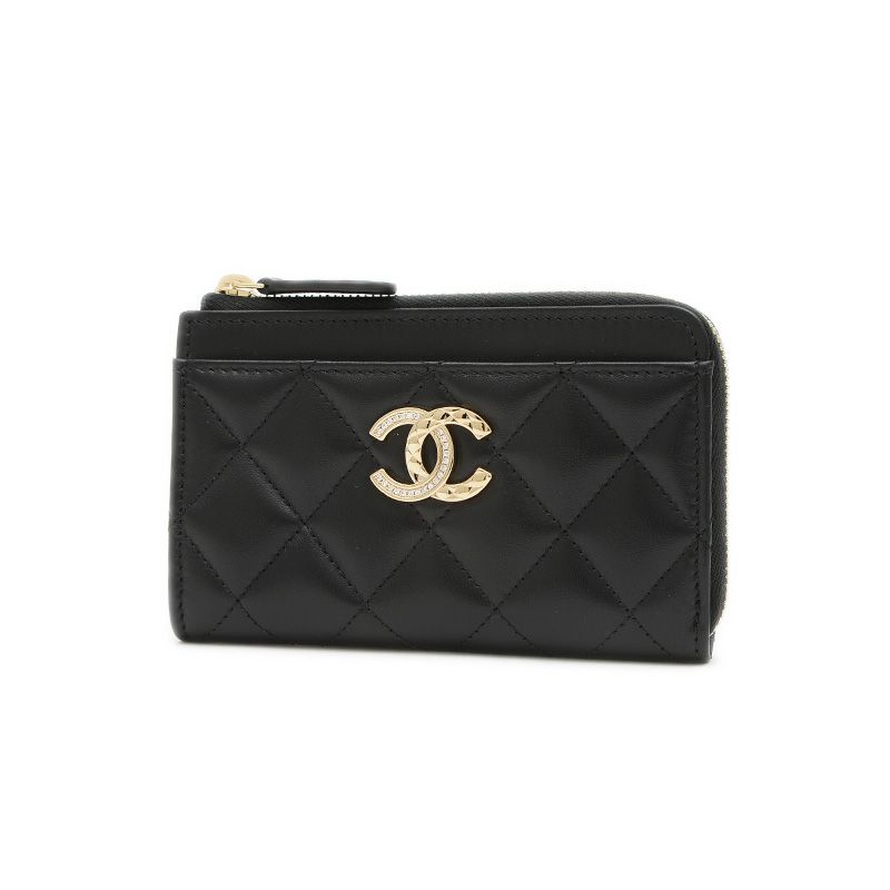 シャネル マトラッセ フラグメントケース ラムスキン ブラック シルバー金具 A