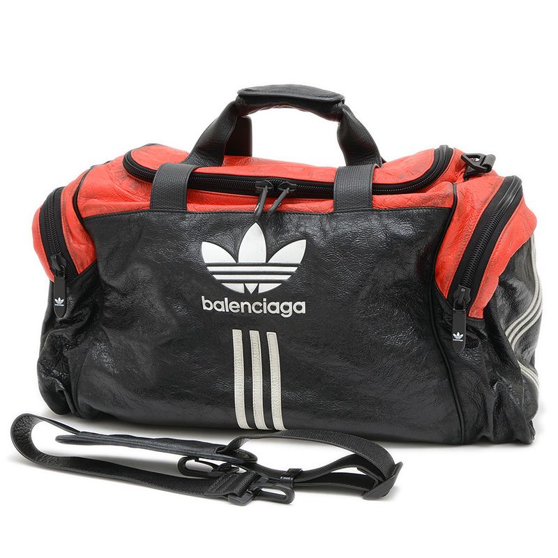 バレンシアガ トレフォイル アディダスコラボ ボストンバッグ ブラック
