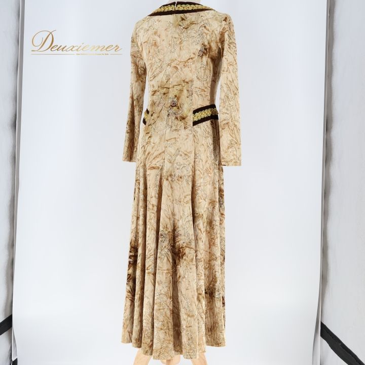 フラダンス 衣装 ワンピース ドレス アロハスタンダード ゴールド系