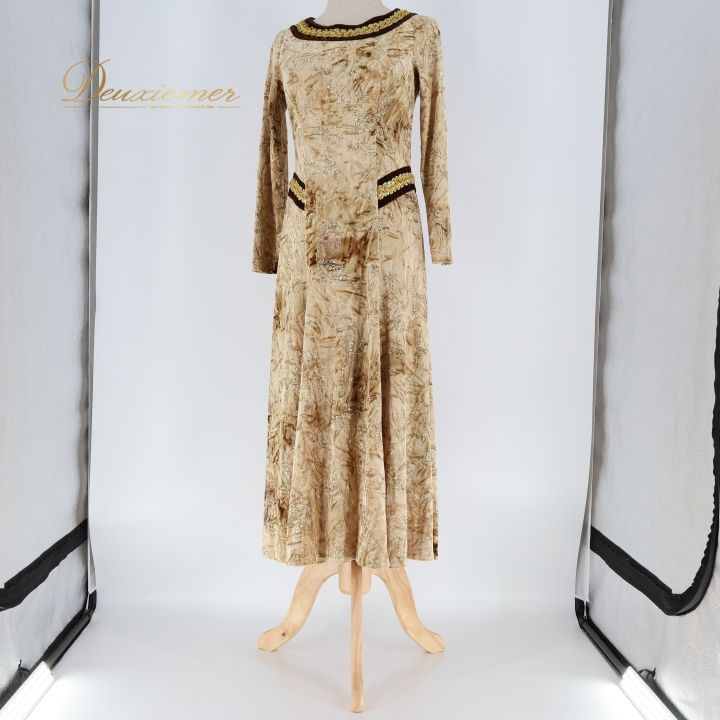 フラダンス 衣装 ワンピース ドレス アロハスタンダード ゴールド系