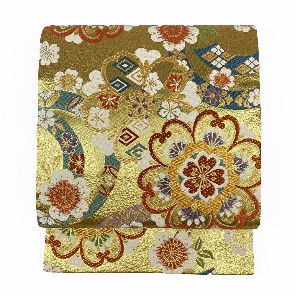 たんす屋 リユース帯 帯 振袖用袋帯 金 フォーマル 華文 熨斗 絹 六通 未洗い