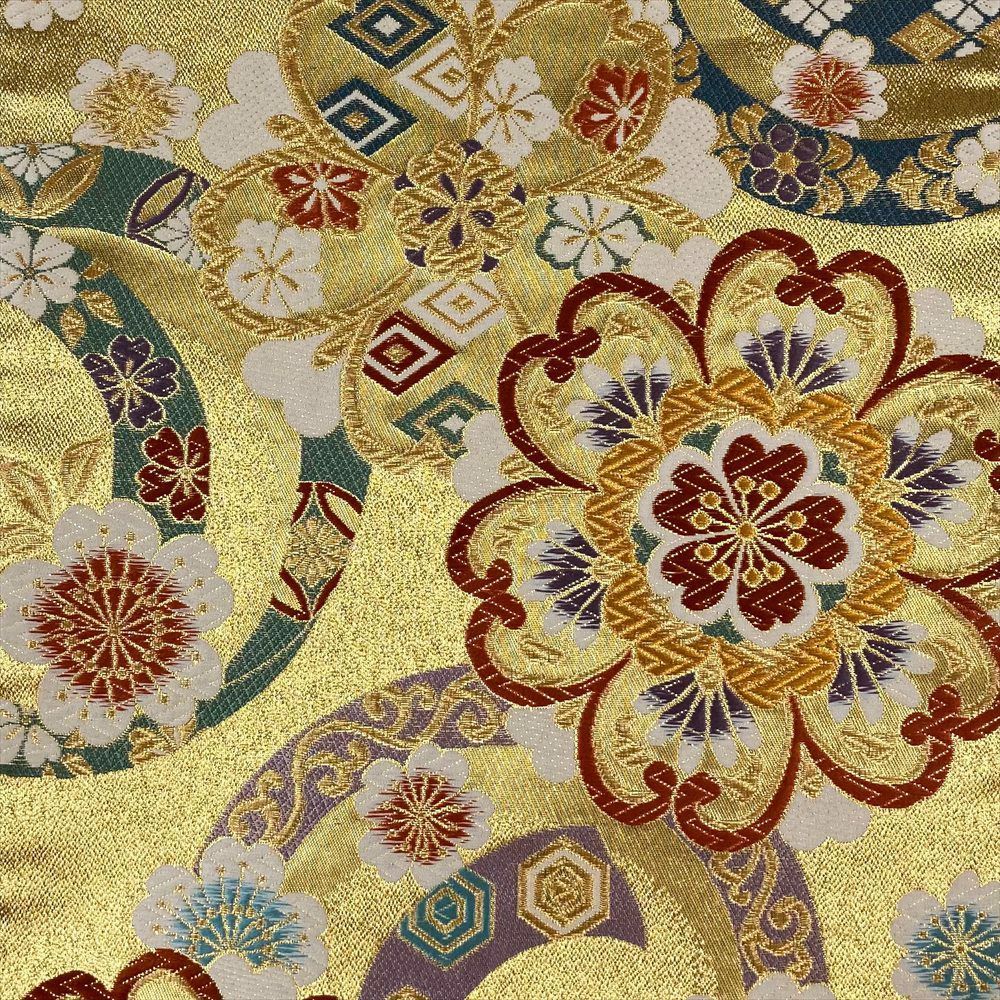 たんす屋 リユース帯 帯 振袖用袋帯 金 フォーマル 華文 熨斗 絹 六通 未洗い