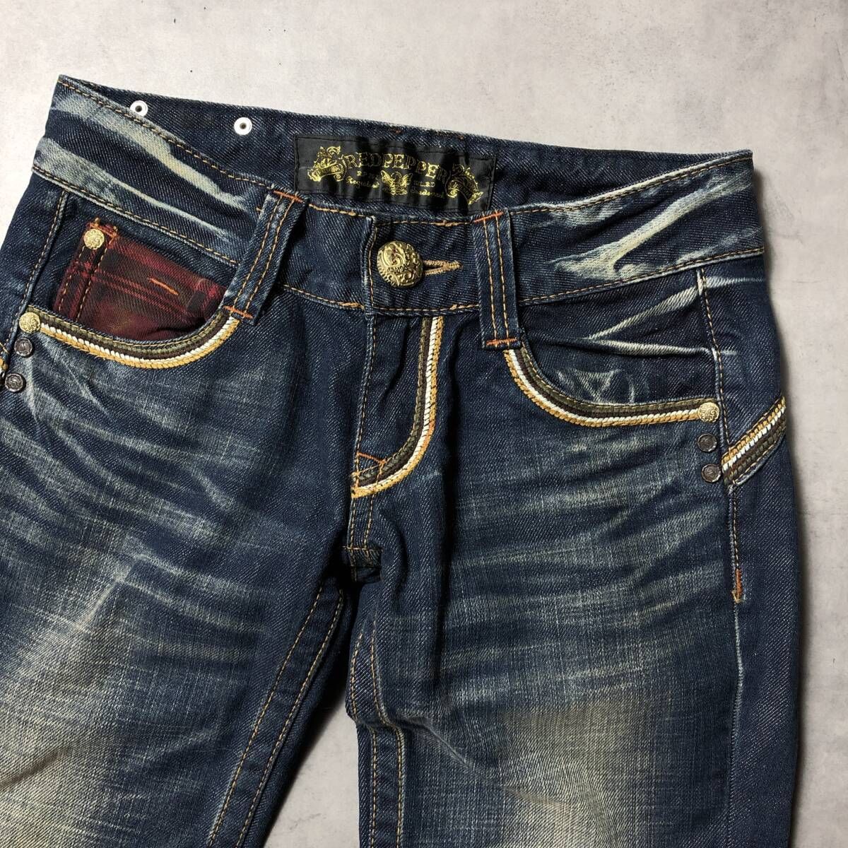 WH085○RED PEPPER：刺繍ブーツカットデニム ○25○ インディゴ フレア
