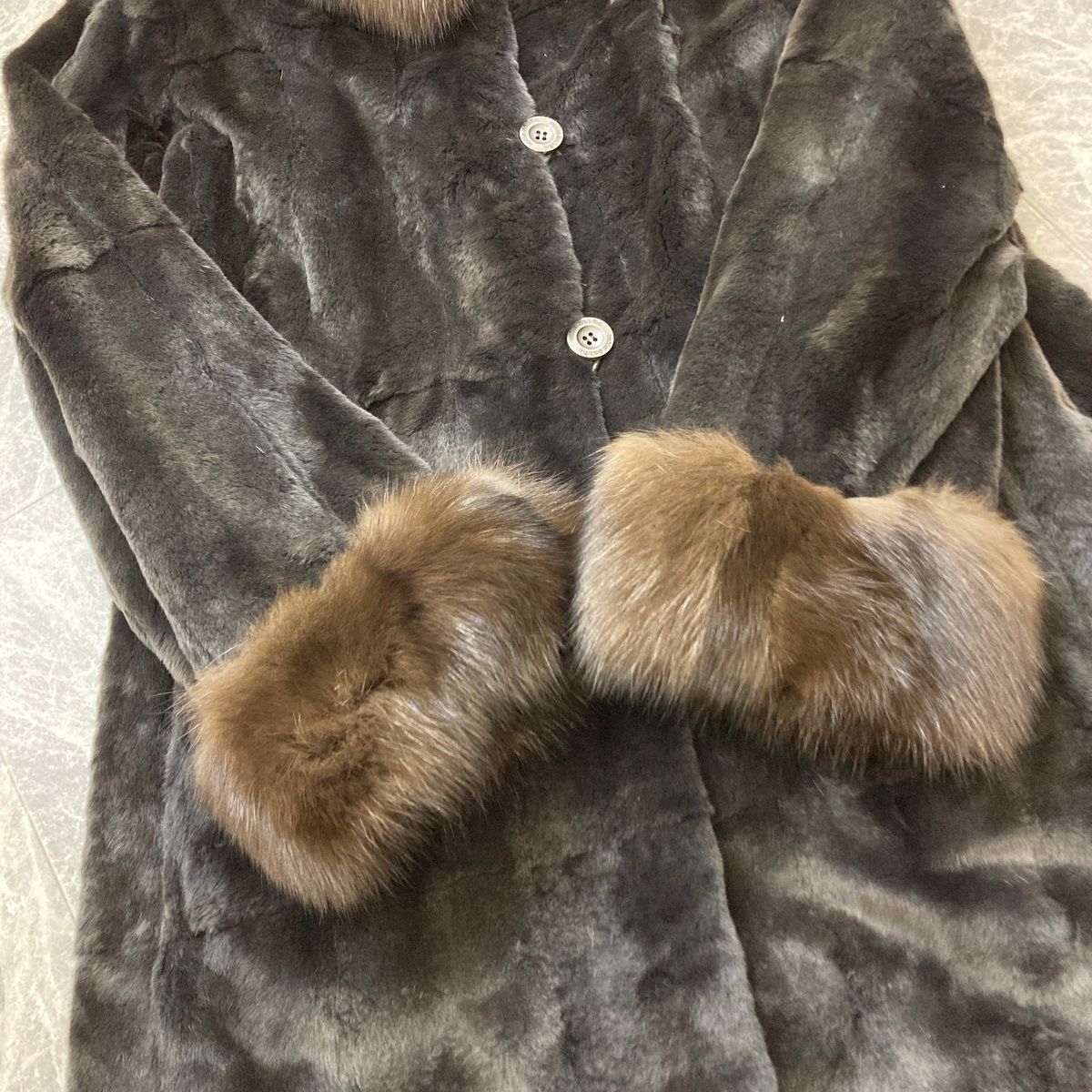 mila schon ミラショーン リバーシブル ウィーゼル ファー シルク 毛皮