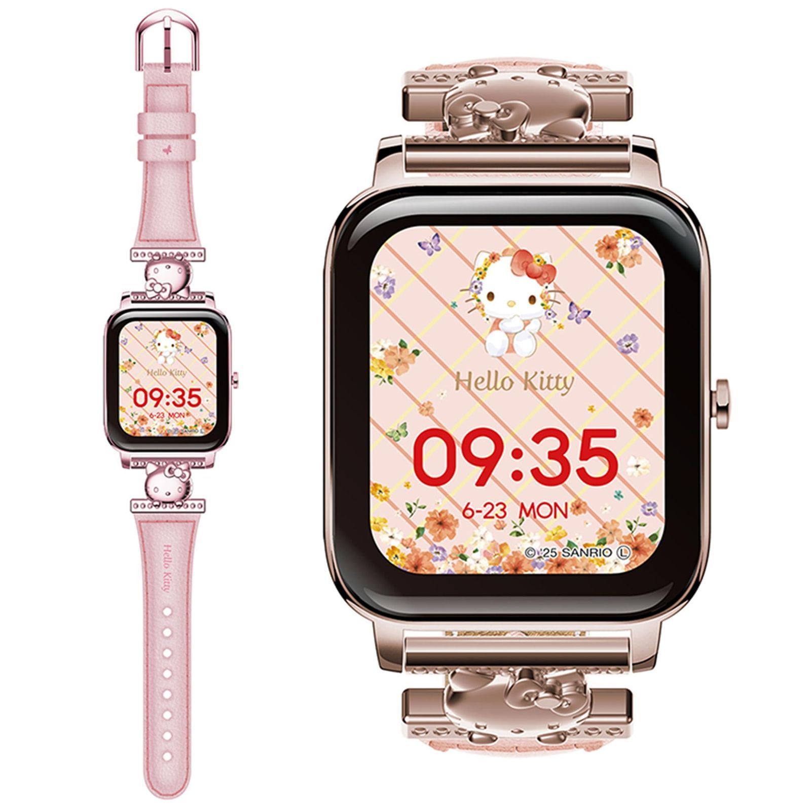 サンリオスマートウォッチ ハローキティ デザインベルト オリジナルボイス サンリオ アプリ通知 音楽再生 防水 IP 68 リモートシャッター 1 GH-SMWL-KT