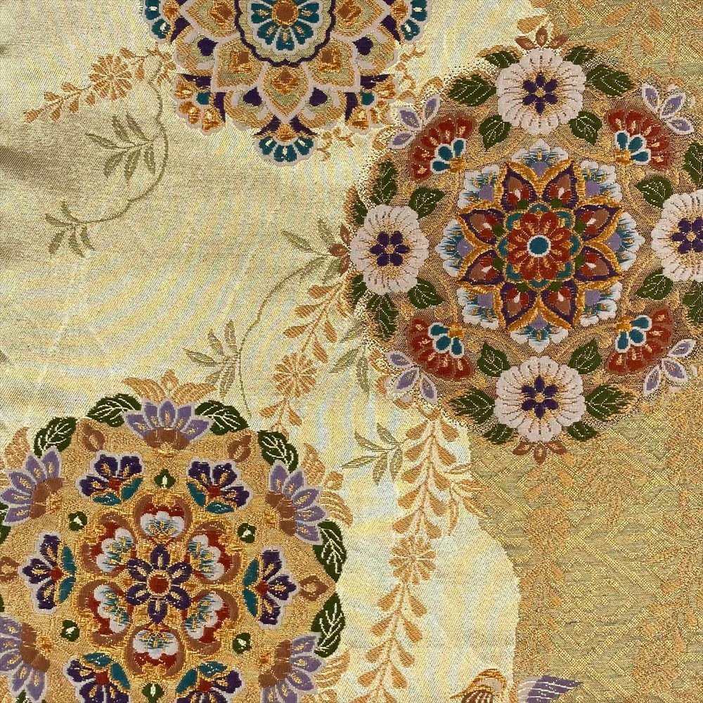 たんす屋 リユース帯 帯 袋帯 金 フォーマル 金糸 宝相華 霊獣 吉祥文 絹 全通 未洗い