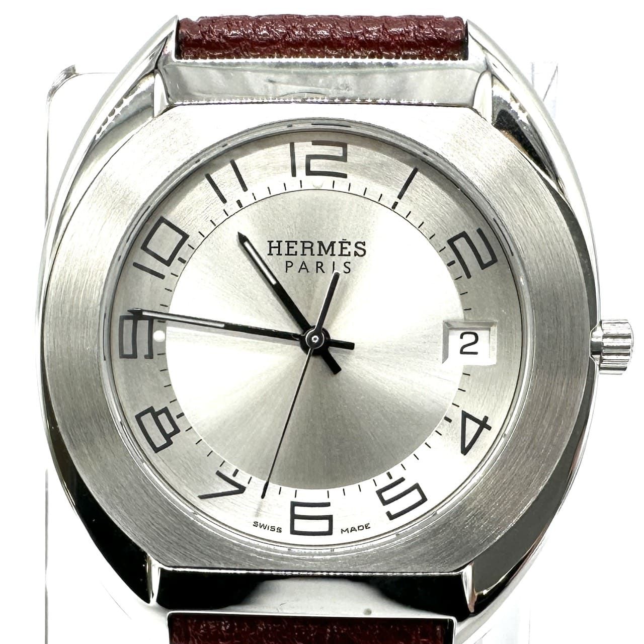 電池交換済】HERMES エルメス ES2.710 エスパス 腕時計 デイト