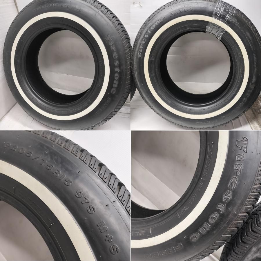 本州 四国は ホワイトリボン ノーマル 2本 P 205 75 R 15 ファイアストーン FR 380 2009年製 90 旧車 アメ車