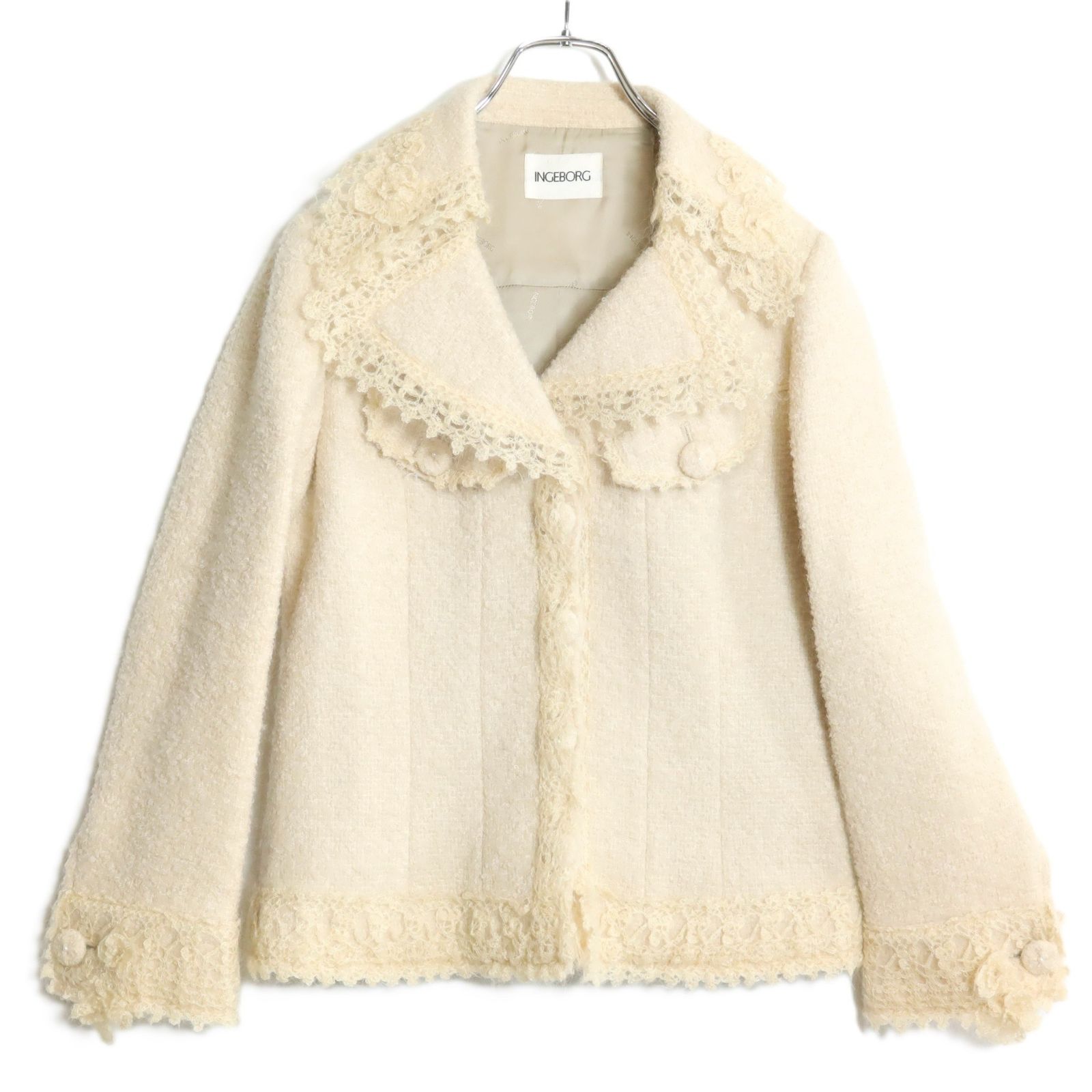 美品】インゲボルグ☆モチーフ付き♪大人可愛いふんわりジャケット