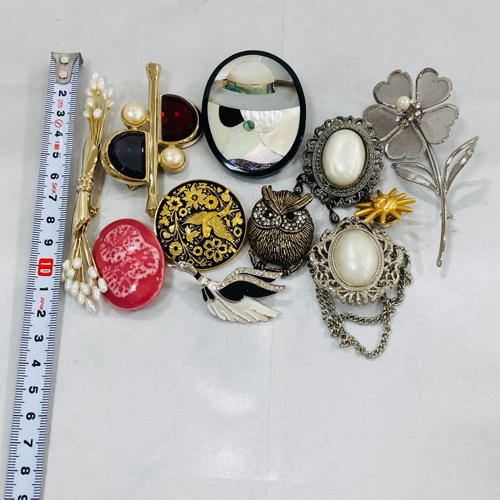 A【まとめ売り】ブローチ パール 真珠 カラーストーン シェル