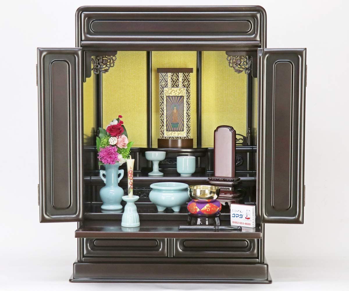 5点+おりんセット 陶器 香炉灰付 青磁無地 モダンミニ仏壇用 仏具