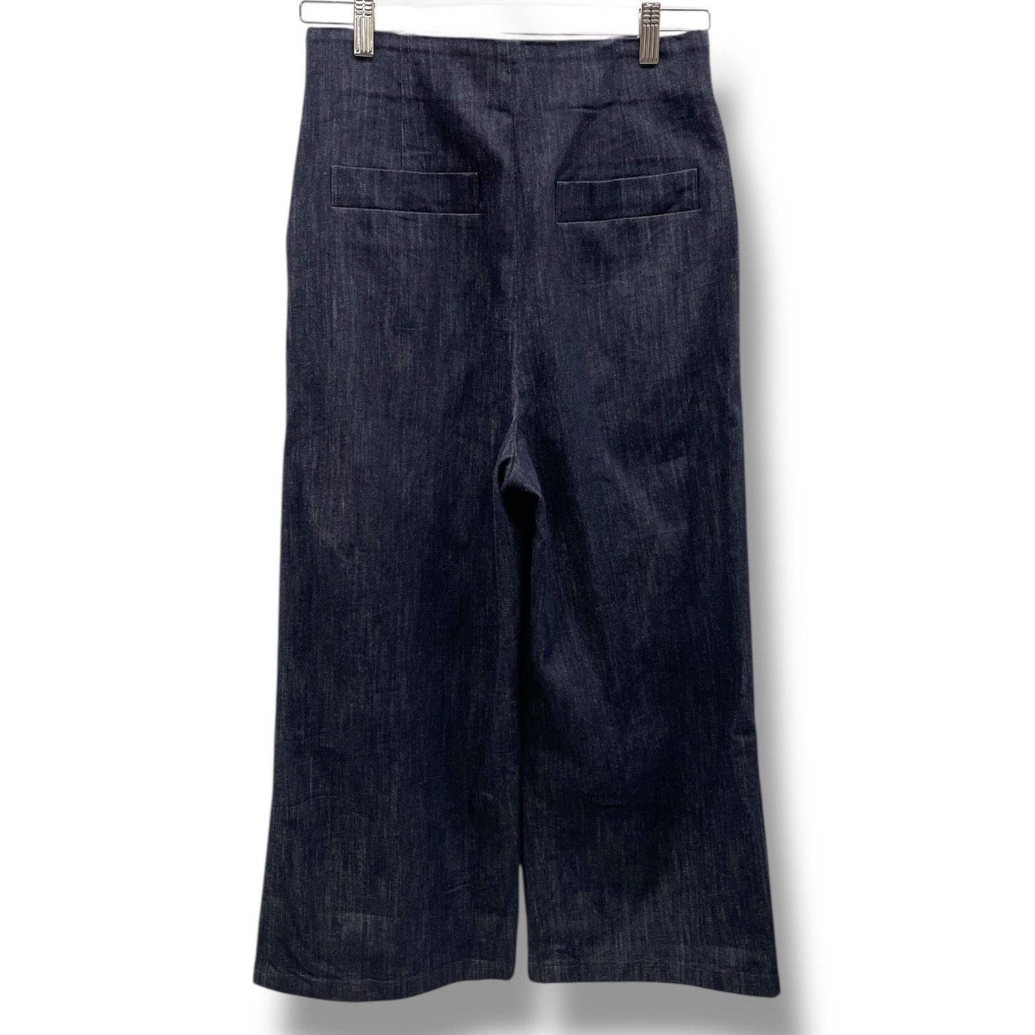 Leilian レリアン ガウチョパンツ ワイドパンツ デニム地 ハイウエスト ウエストゴム 1025 00802 黒 ブラック 11号 レディース 通年 ゴーゴー古着マルイファミリー 18 No 287