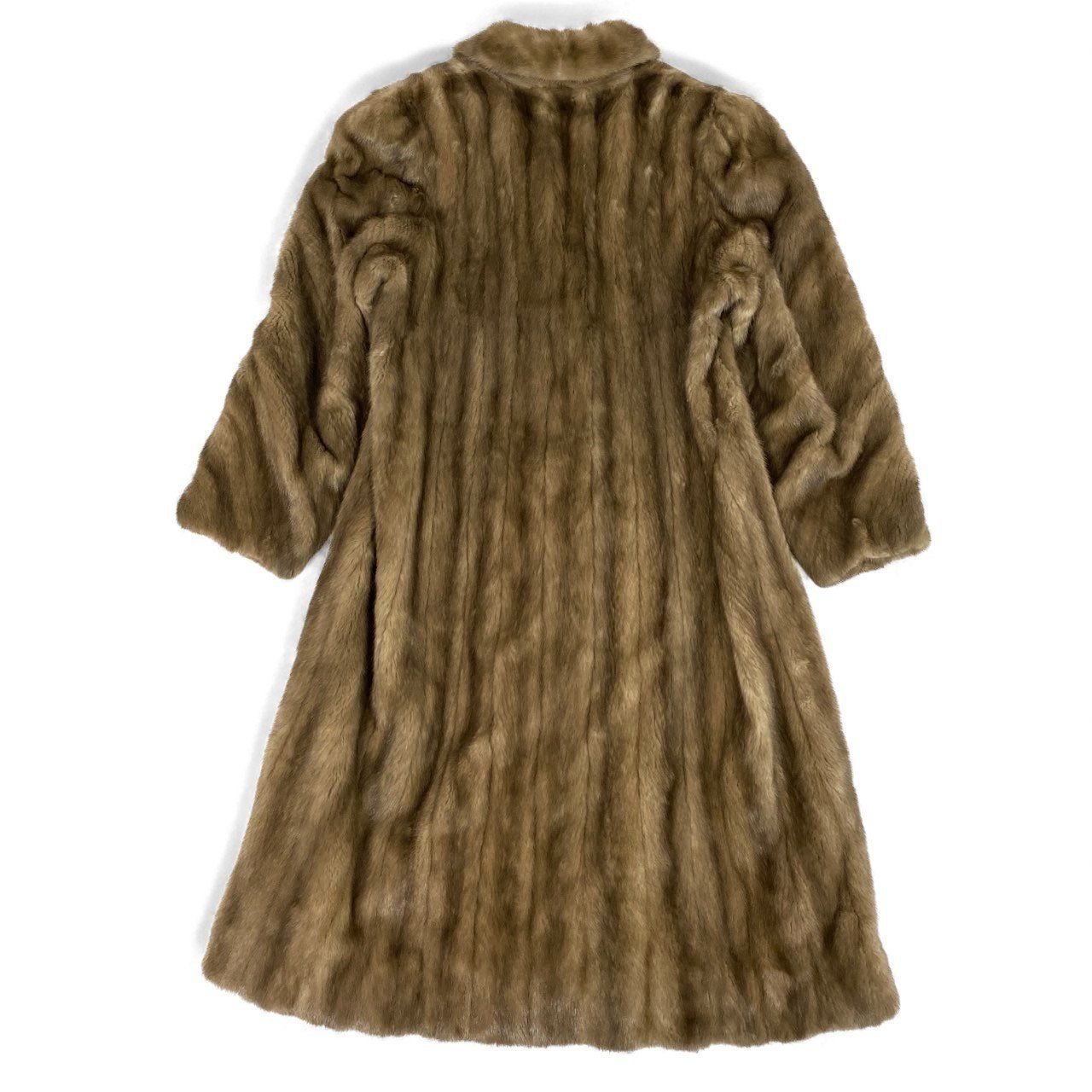 54L4 CRESCE 斜め段デザイン デミバフミンク 着丈110cm 超ロングコート