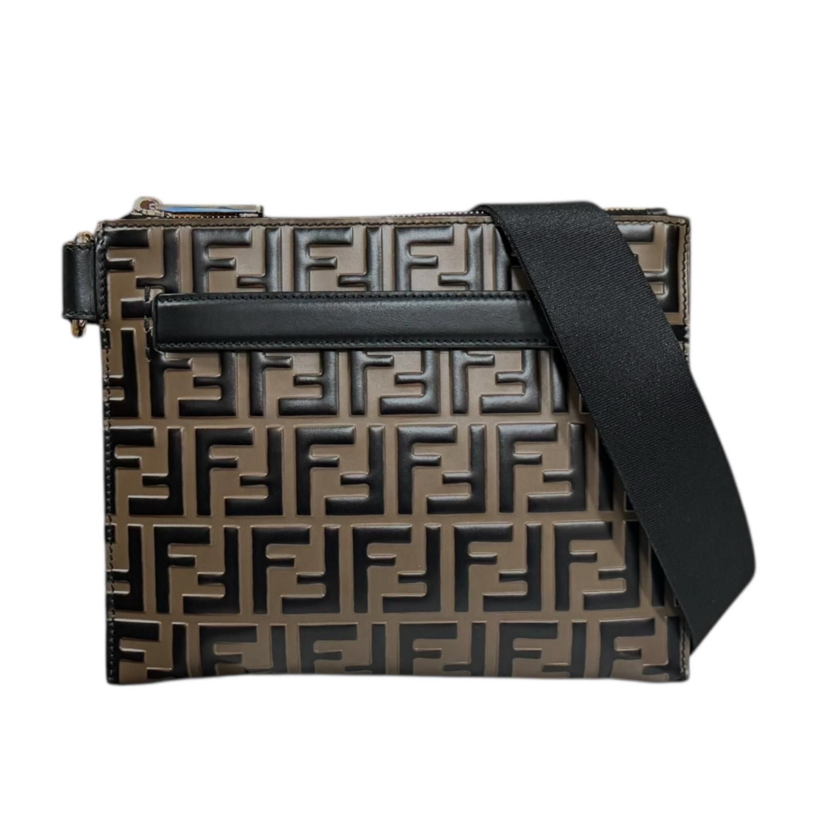 フェンディ ズッカ ショルダーバッグ レザー 7 VA 437 ブラウン メンズ FENDI