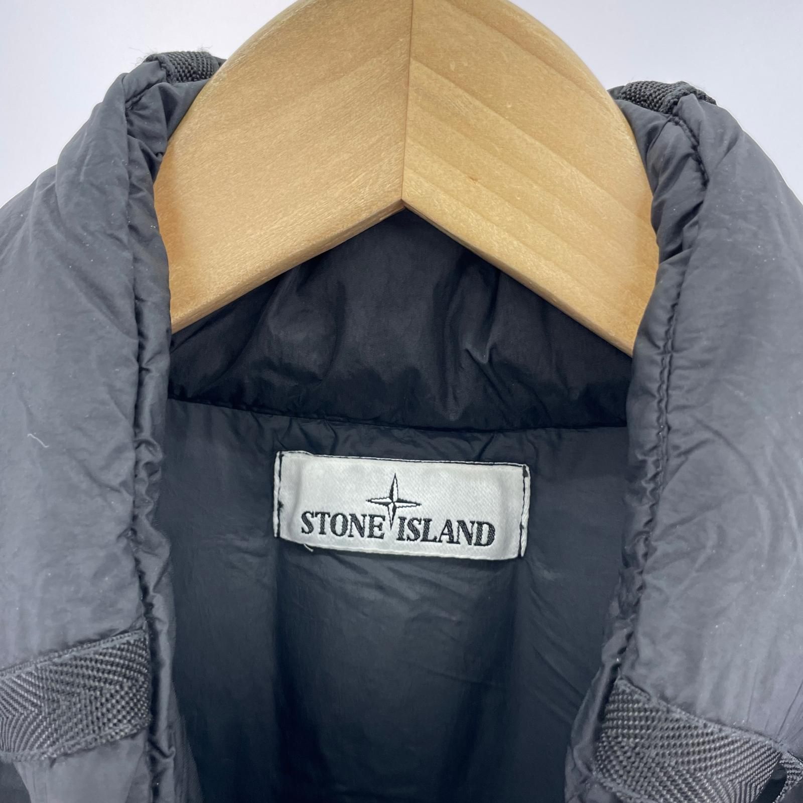 STONE ISLAND ガーメントダイ ナイロンレップスダウンベスト ブラック