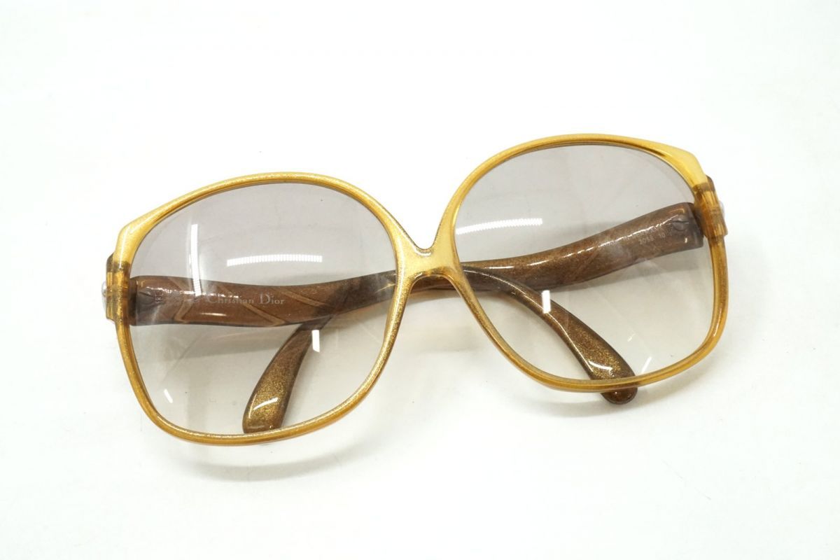 美品　ディオール　ラウンド型 ブラックフレーム サングラス　小物　ゴールドロゴ クリスチャン ディオール ヴィンテージ ビッグフレーム サングラス
