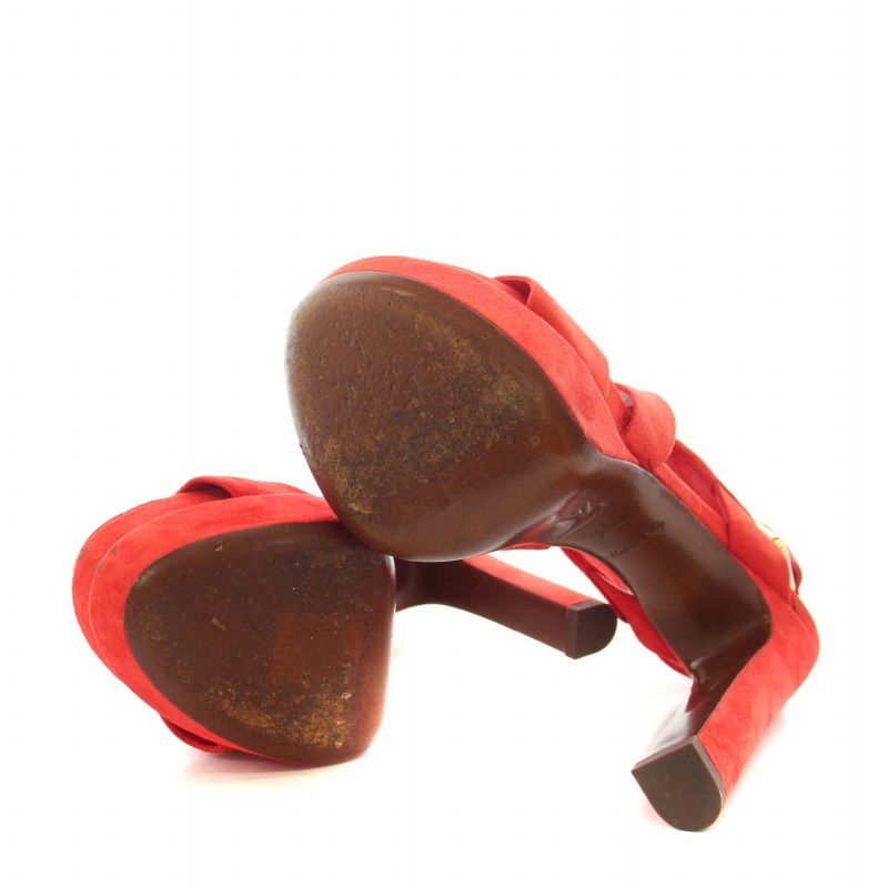 ルイヴィトン LOUIS VUITTON レッドスエードプラットフォームヒールズ