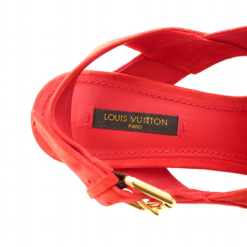 ルイヴィトン LOUIS VUITTON レッドスエードプラットフォームヒールズ