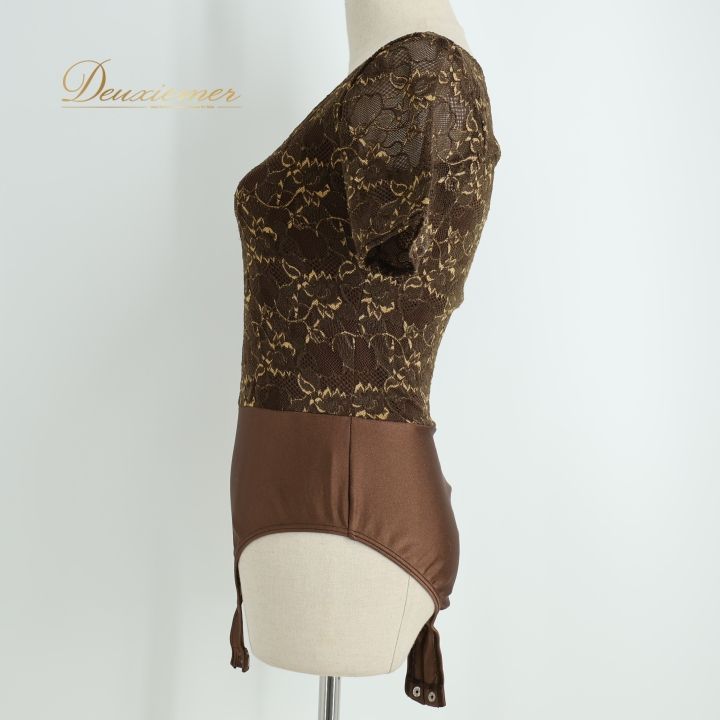 社交ダンス 衣装 レオタード ブラウン系 チャコット Chacott 花柄