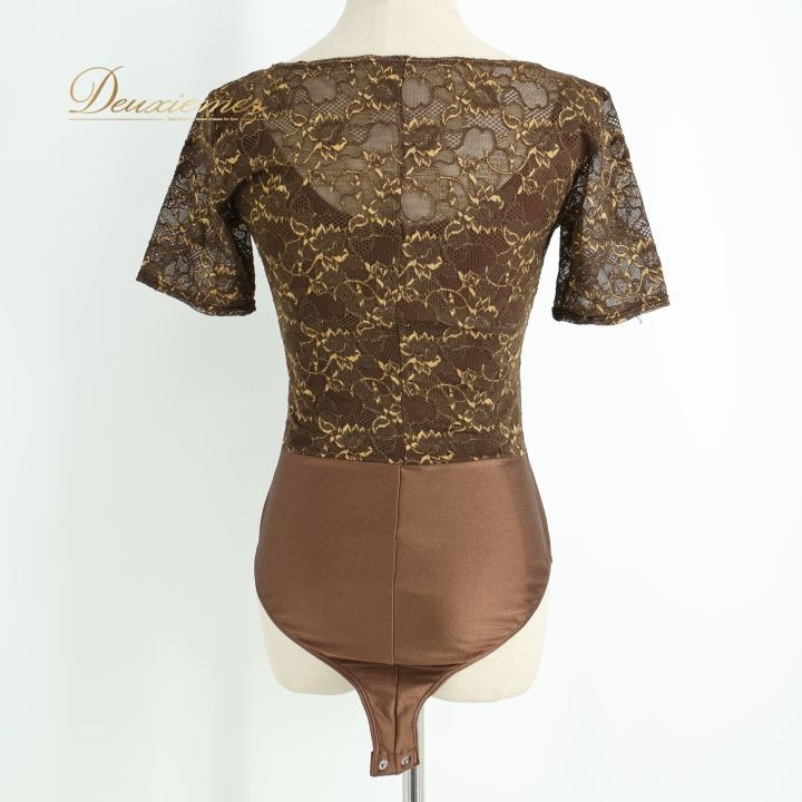 社交ダンス 衣装 レオタード ブラウン系 チャコット Chacott 花柄