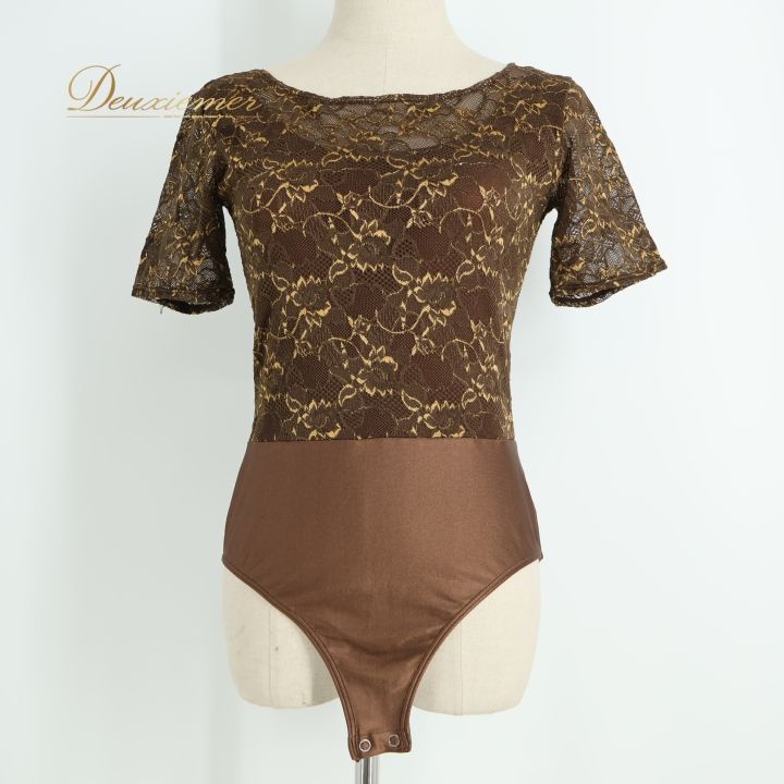 社交ダンス 衣装 レオタード ブラウン系 チャコット Chacott 花柄