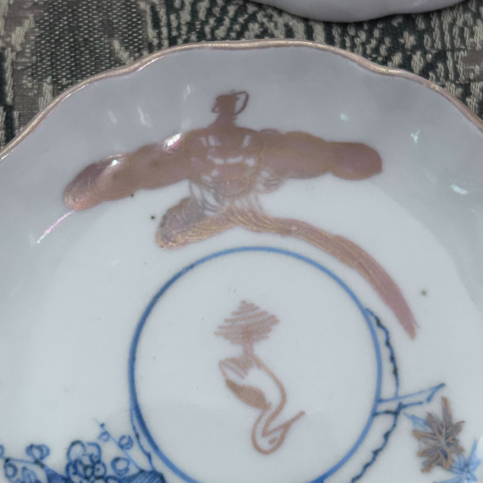 古伊万里 小皿 色絵金彩 明治 5枚 傷無し 松竹梅に鶴文様 直径11.5